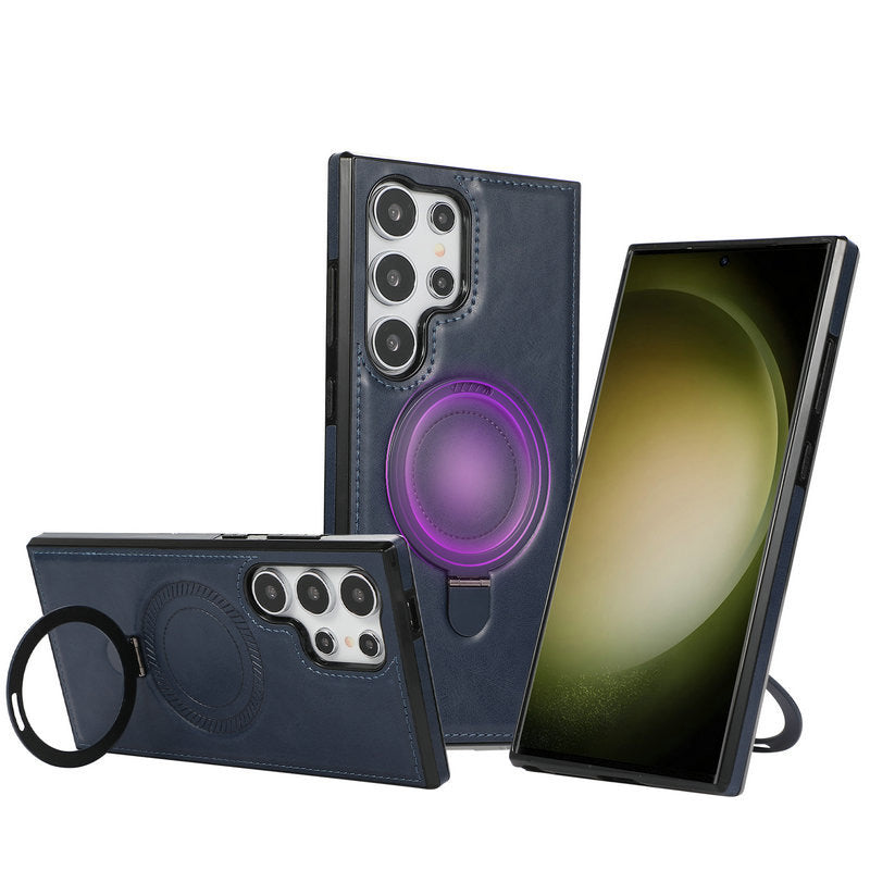 Magneettisesti ladattava nahkainen matkapuhelimen kotelo Samsungille