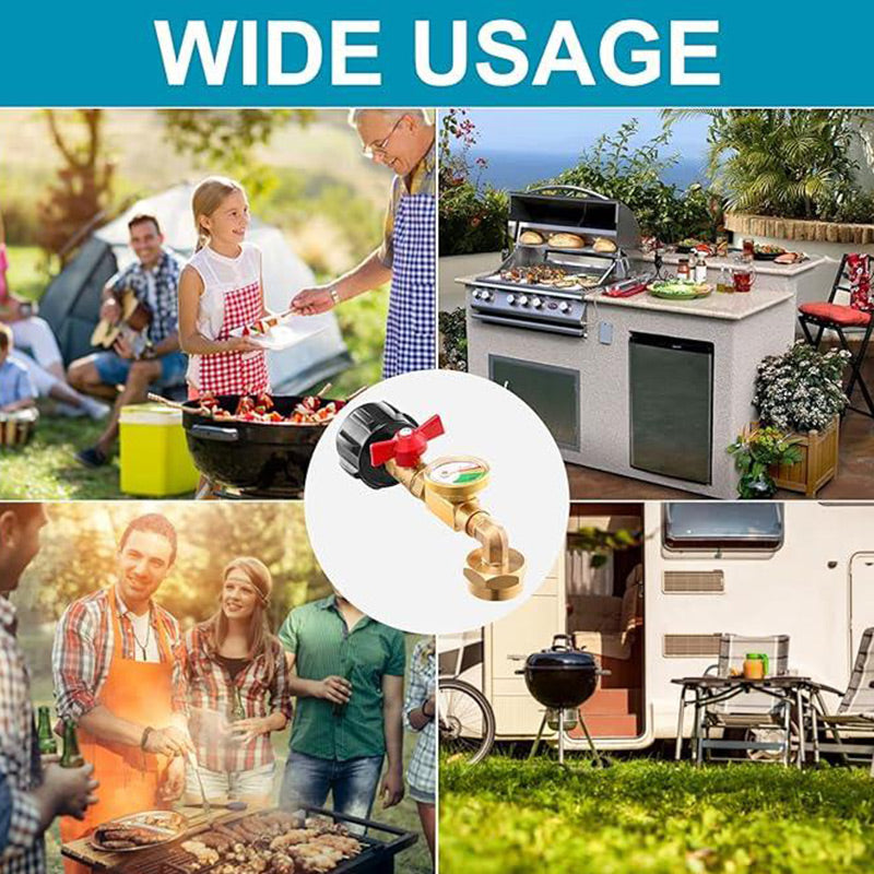 Propaanin täyttökulmasovitin, jossa on mittari