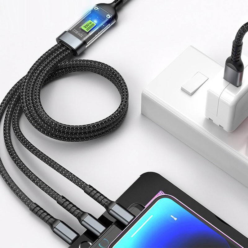 Läpinäkyvä Valoisa 3-in-1 Supernopea latauskaapeli