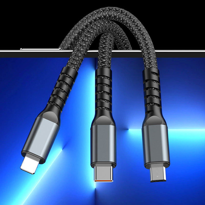 Läpinäkyvä Valoisa 3-in-1 Supernopea latauskaapeli