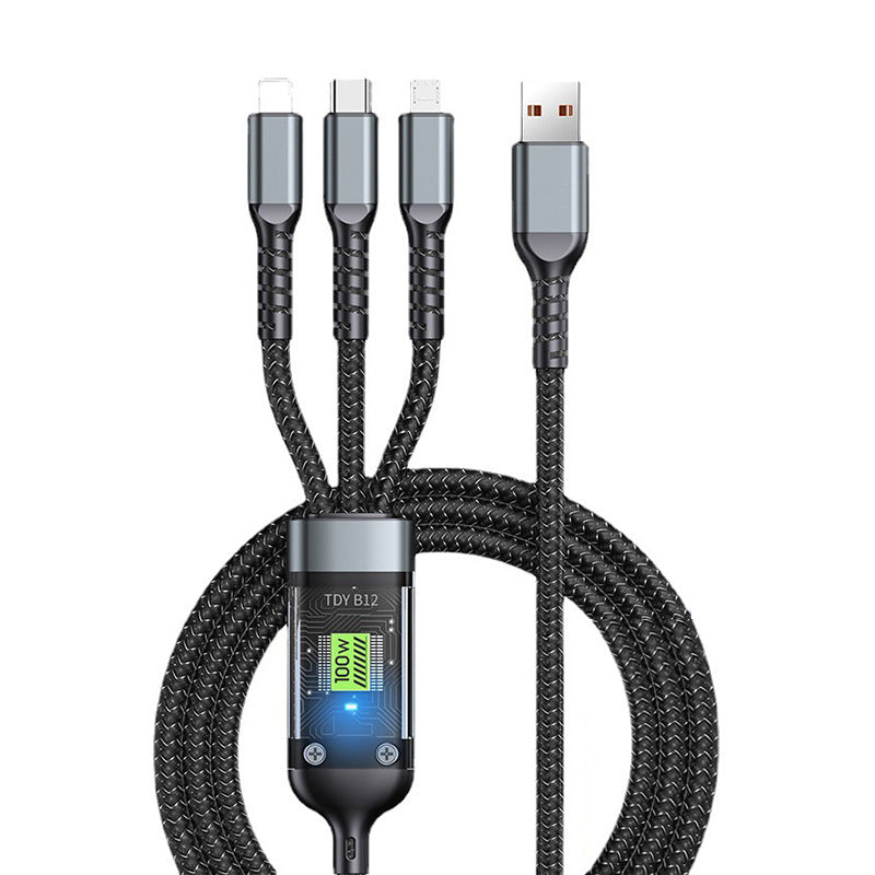Läpinäkyvä Valoisa 3-in-1 Supernopea latauskaapeli