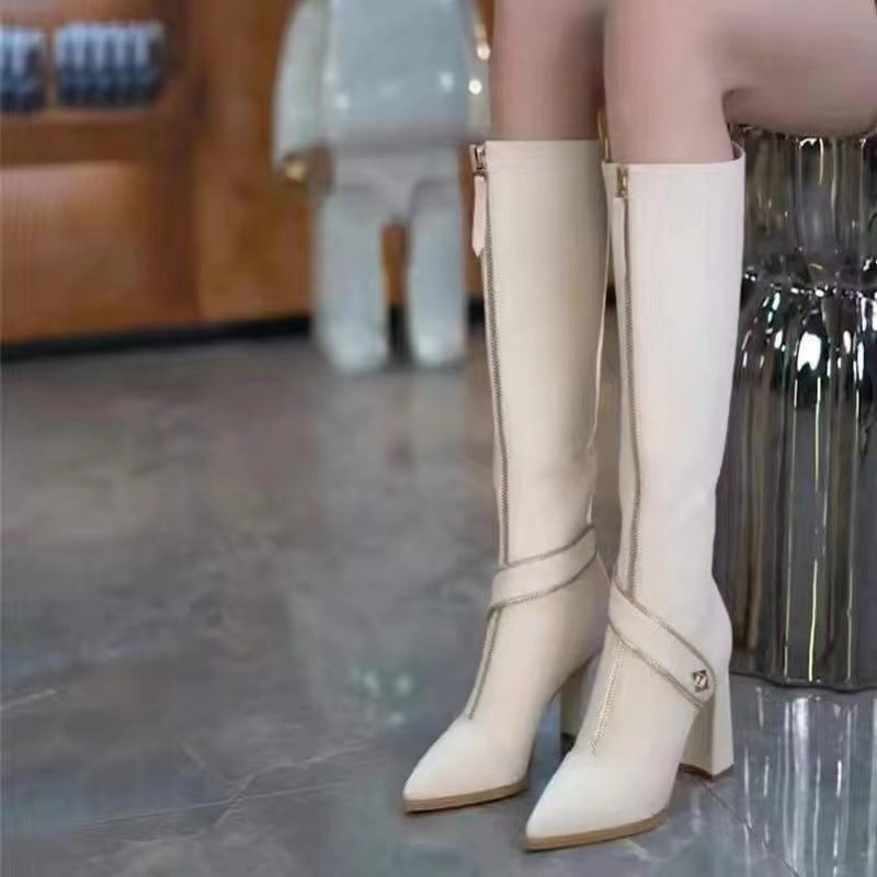 đ„đ€Musta perjantai Myynti:50% POISđ„TerĂ€vĂ€kĂ€rkinen kĂ€rki Chunky Heel Knee High Boots