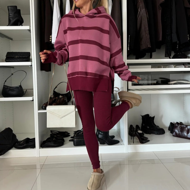 Naisten Ylipitkä Huppari ja Leggingsit Setti