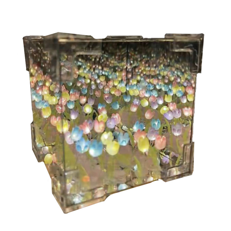 🎁Magic Cube DIY Tulip Mirror Light (lohkon muoto)