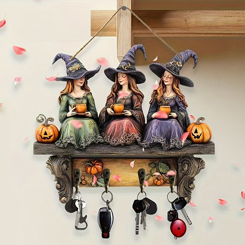 Lumoava Halloween-noitien seinäkoriste koukuilla