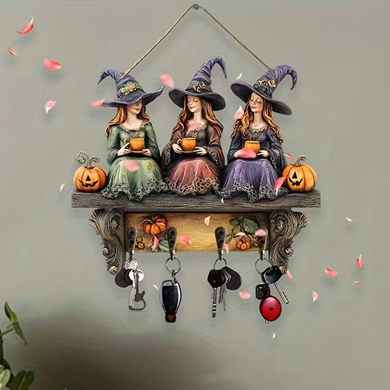 Lumoava Halloween-noitien seinäkoriste koukuilla
