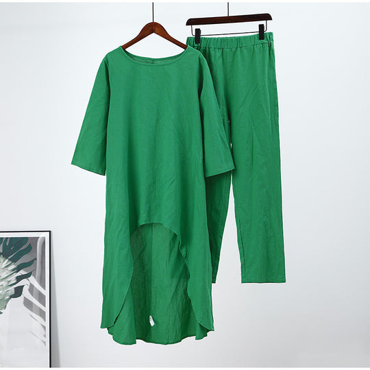 đNaisten vĂ€ljĂ€ puuvilla- ja pellavapuku kevĂ€tkesĂ€puku