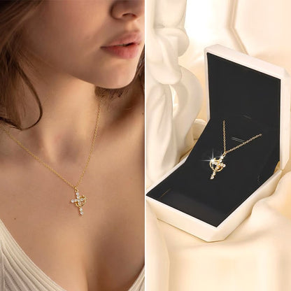 Yksinkertainen Kruunu ja Risti Riipus Kaulaketju