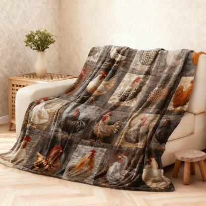 ⏳Begrenzte Zeit 50% Rabatt🍂Vintage Plaid-Decke mit Hahn-Motiv