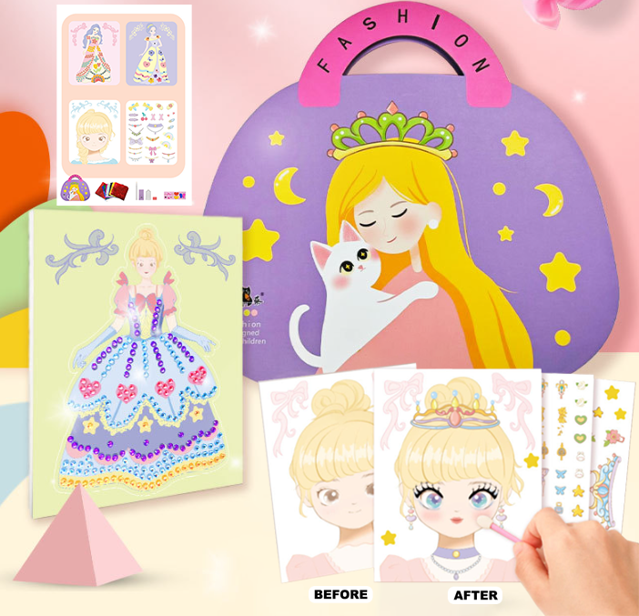 Fantasia 3-in-1 prinsessa pukeutumis- ja meikki peili setti