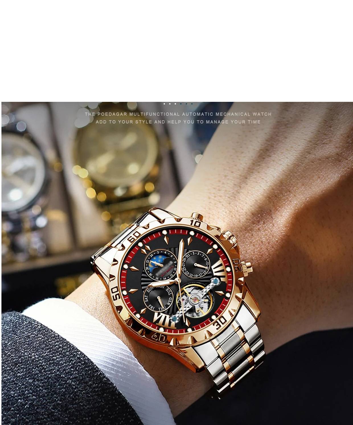 Vedenpitävä automaattinen mekaaninen rannekello