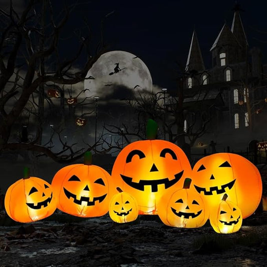 Halloween Koristeet Ulkona Ilmapumppu Koristeet Kurpitsa 7 Sisäänrakennettua LED-valoa Setti Pihaan, Puutarhaan, Juhliin