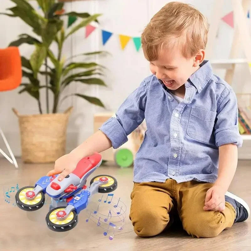 🎁【Paras lahja lapselle】💥 Uusi muuntautuva sähköinen valo- ja musiikkomoottoripyörä