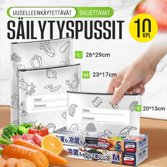Uudelleenkäytettävät alumiinifolio- ja suljettavat säilytyspussit