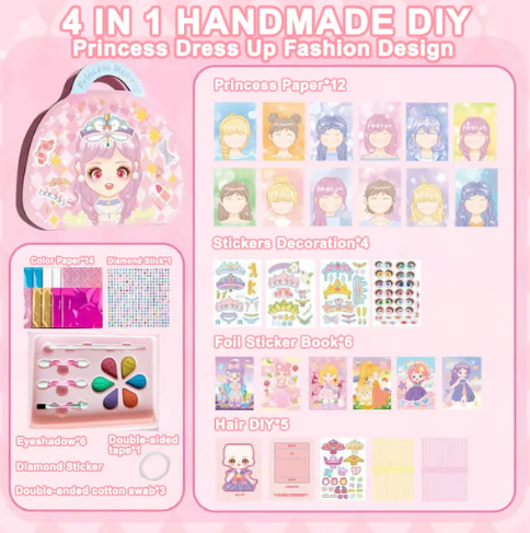 Fantasia 3-in-1 Prinsessan Pukeutumis- ja Meikkipeli Setti