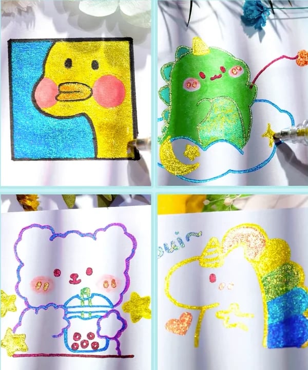 Kimaltava geelikynää setti