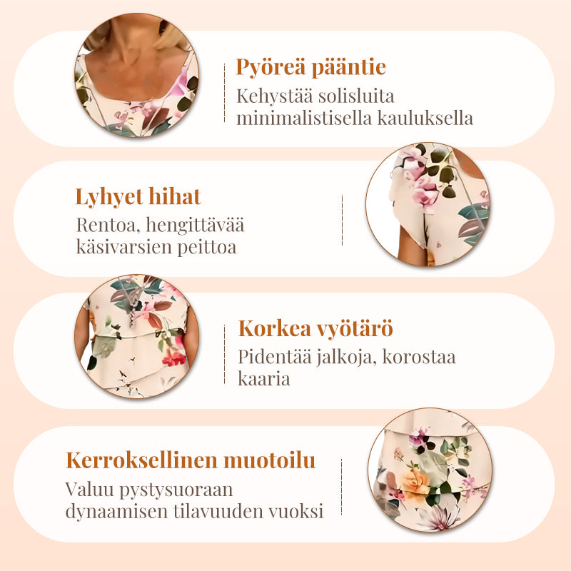 🌸 Viimeinen päivä! Erikoistarjous – 49 % ALENNUS 💃 Monikasvikuvioitu kukallinen kaskaadimekko