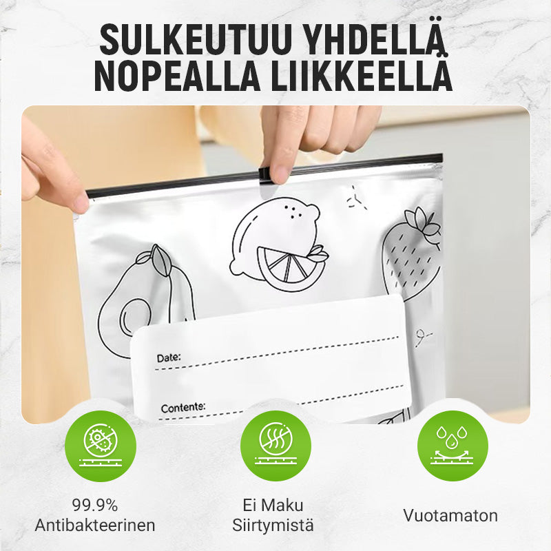 Uudelleenkäytettävät alumiinifolio- ja suljettavat säilytyspussit