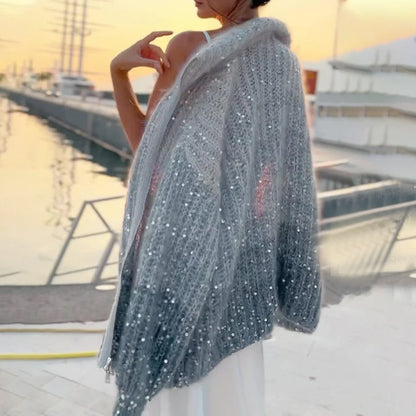 🎅Varhainen joulumyynti - 49% POIS🎄Neulottu neuletakki yksivärisillä paljeteilla varustettuna