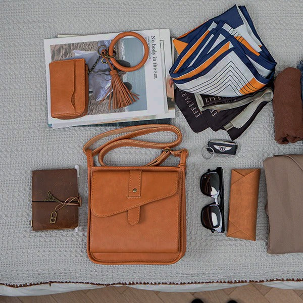 Uniikki muotoilu olkalaukku nahasta