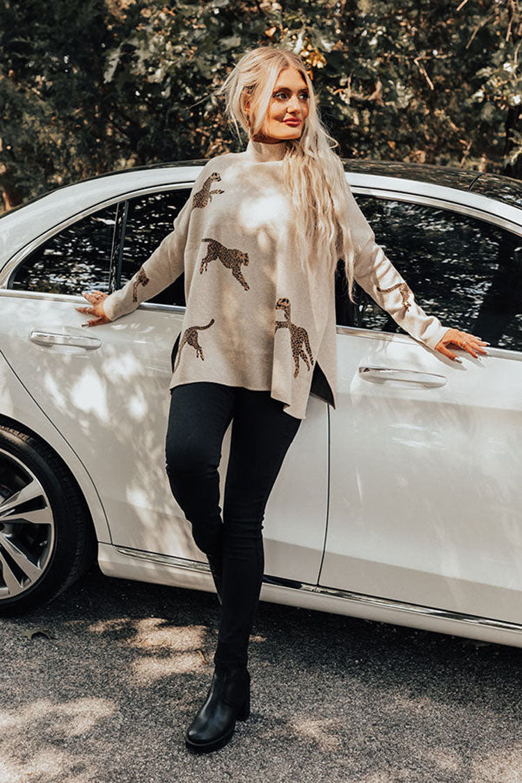 Rennon retro tyylinen tiikeri- ja leopardikuosisella pitkähihainen paita