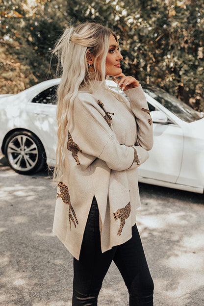 Rennon retro tyylinen tiikeri- ja leopardikuosisella pitkähihainen paita