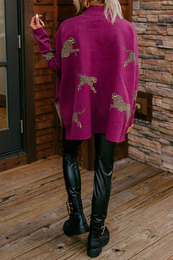 Rennon retro tyylinen tiikeri- ja leopardikuosisella pitkähihainen paita