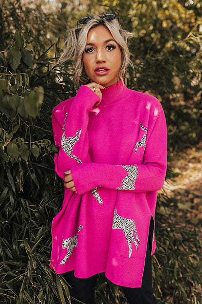 Rennon retro tyylinen tiikeri- ja leopardikuosisella pitkähihainen paita