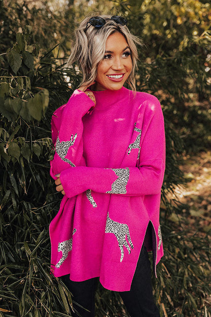 Rennon retro tyylinen tiikeri- ja leopardikuosisella pitkähihainen paita