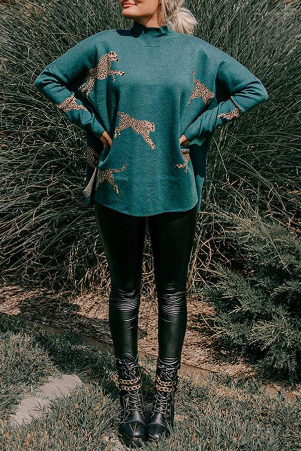 Rennon retro tyylinen tiikeri- ja leopardikuosisella pitkähihainen paita
