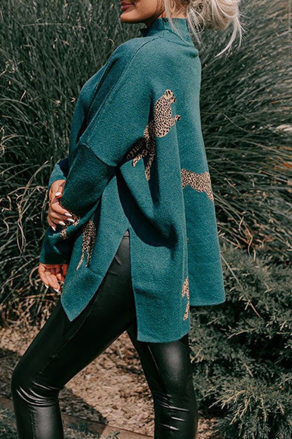 Rennon retro tyylinen tiikeri- ja leopardikuosisella pitkähihainen paita