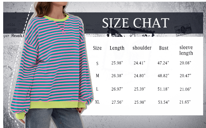 🎉 Exclusive Deal, vain täällä ja nyt! 💕Randig T-shirt med rund hals och lång ärm med färgblock