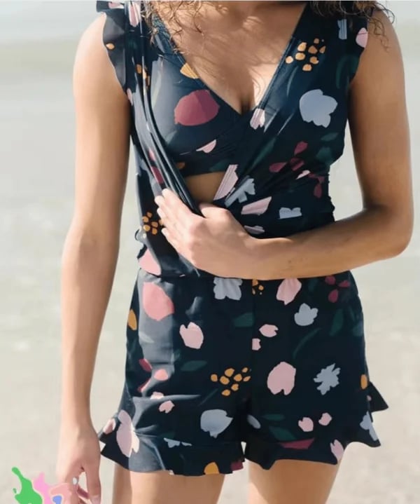 Viimeinen päivä edistäminen 49% POIS Uima Romper Sisäänrakennettu rintaliivit Irrotettava rintaliivit kuppi