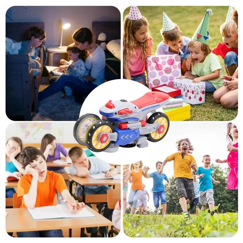 🎁【Paras lahja lapselle】💥 Uusi muuntautuva sähköinen valo- ja musiikkomoottoripyörä