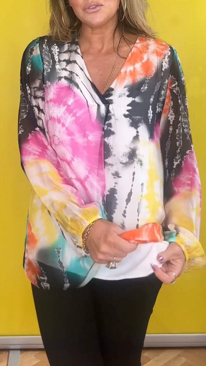 V-Kaula-Aukkoista Tie-Dye Yläosaa