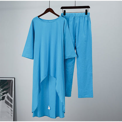 💟Naisten väljä puuvilla- ja pellavapuku kevätkesäpuku