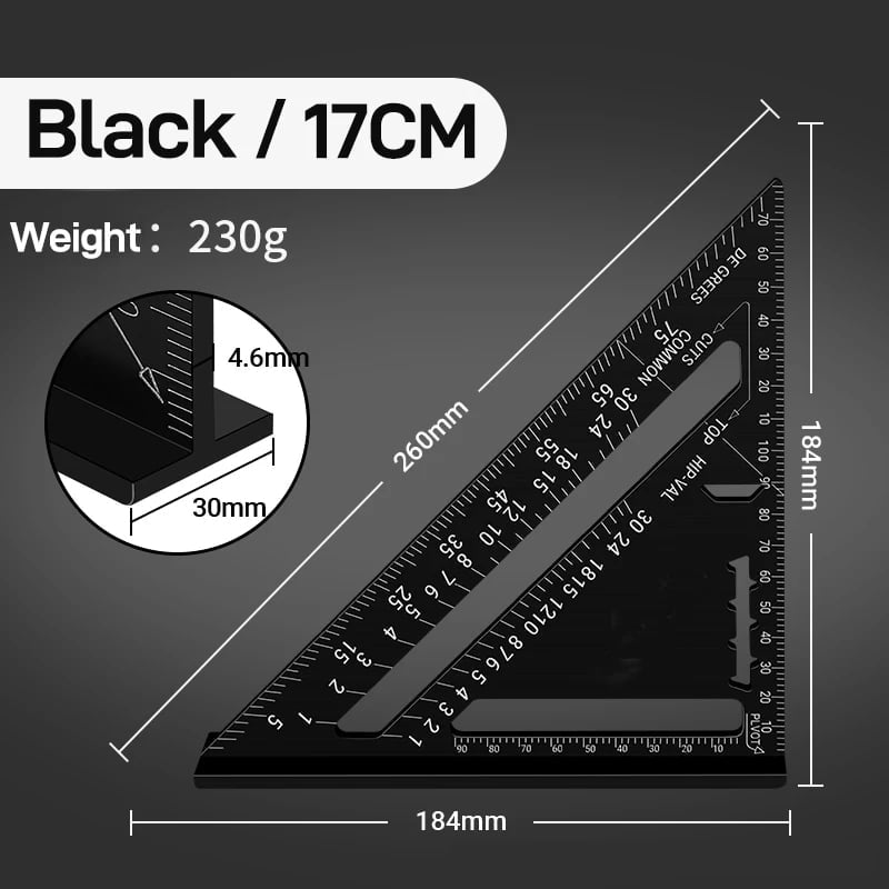 📐Puusepän kolmioviivain, viivain ja sahajohdin