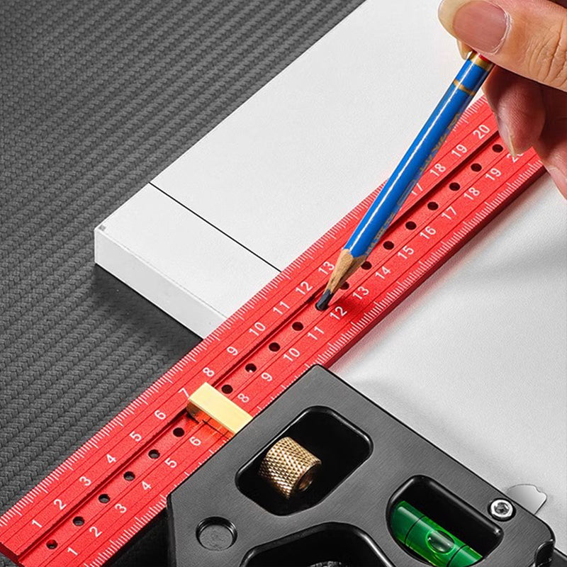 Yhdistelmäneliö 45-90 asteen viivotin Merkintä