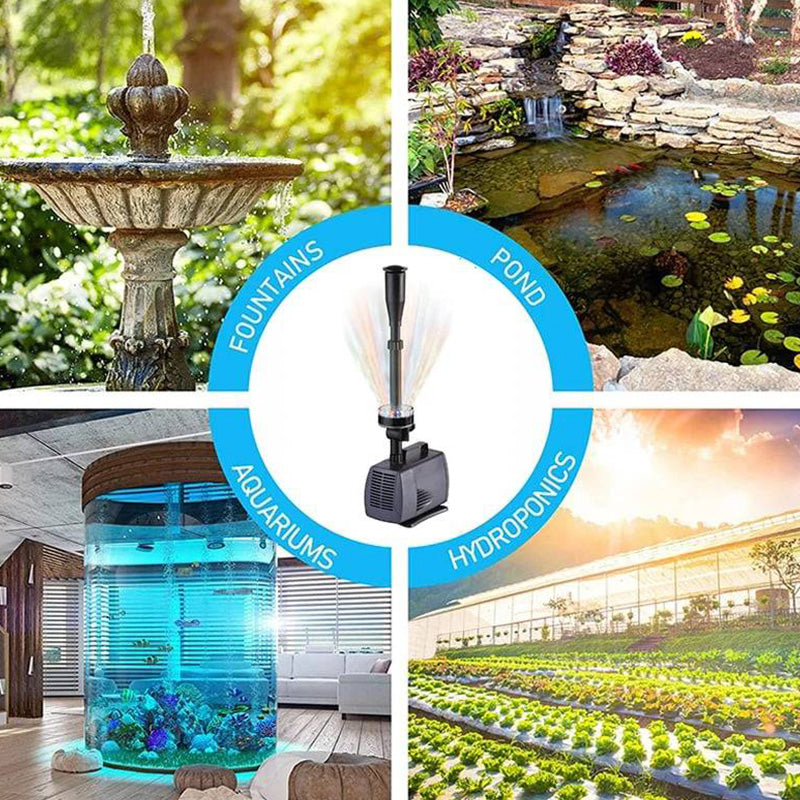 Suihkulähteen pumppu värikkäillä kierrättävillä valoilla - Uima-allasmaisema