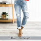 🔥Kuuma myynti 49% pois🔥Naisten Tummy Control Distressed Cuffed Boyfriend farkut