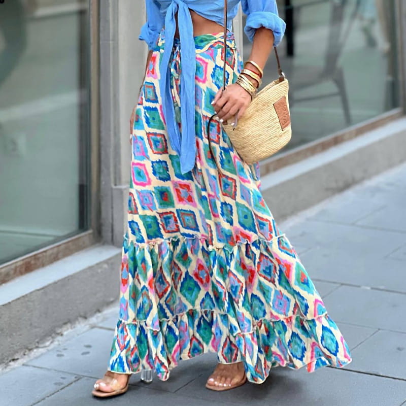 💃Kuuma myynti 49% POIS🔥Kesäloma Tulostettu Puolipitkä Hame