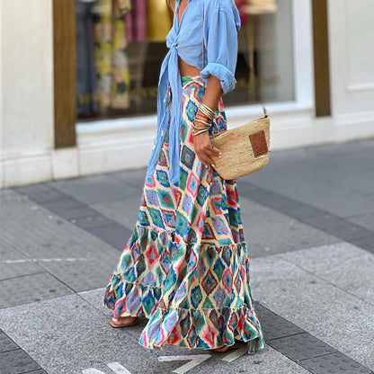 💃Kuuma myynti 49% POIS🔥Kesäloma Tulostettu Puolipitkä Hame