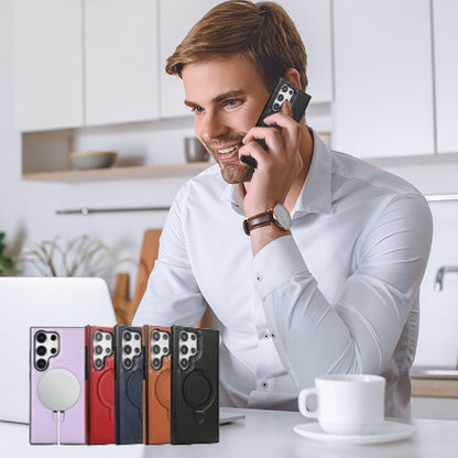 Magneettisesti ladattava nahkainen matkapuhelimen kotelo Samsungille