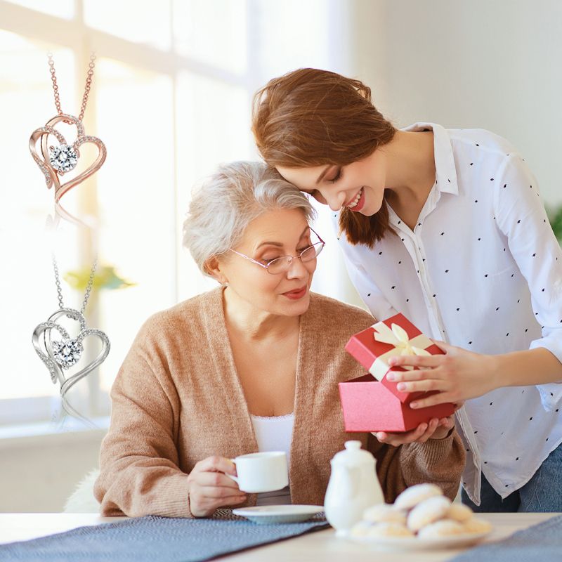 💎Elegantti ainutlaatuinen kaksinkertainen sydän riipus Zirkonia kaulakoru💖