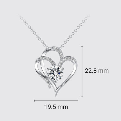 💎Elegantti ainutlaatuinen kaksinkertainen sydän riipus Zirkonia kaulakoru💖