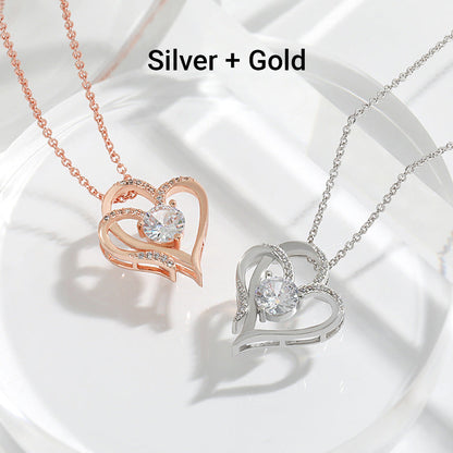 💎Elegantti ainutlaatuinen kaksinkertainen sydän riipus Zirkonia kaulakoru💖