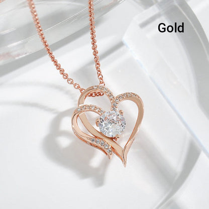 💎Elegantti ainutlaatuinen kaksinkertainen sydän riipus Zirkonia kaulakoru💖