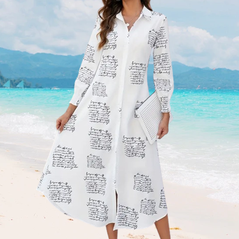 🌸Naisten Elegantti Pitkä Napitettu Paitamekko