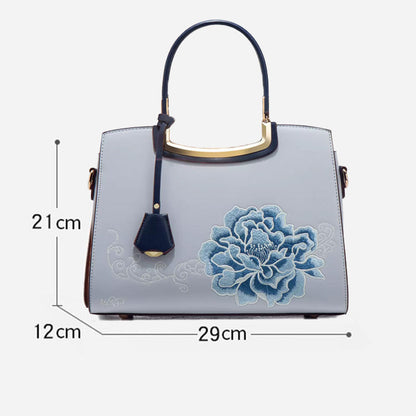 🎁Säästä jopa [40%] pois!👜Naisten tyylikäs käsilaukku, jossa on pioni-kirjonta