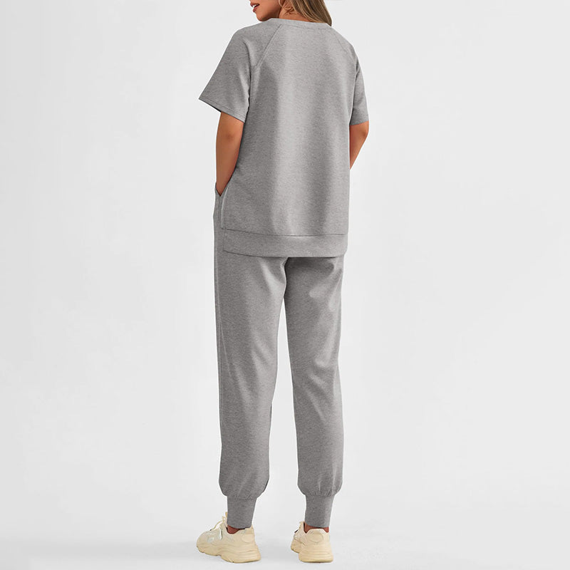 Naisten rento rento istuvuus kaksiosainen T-paita & housut verkkarit setti